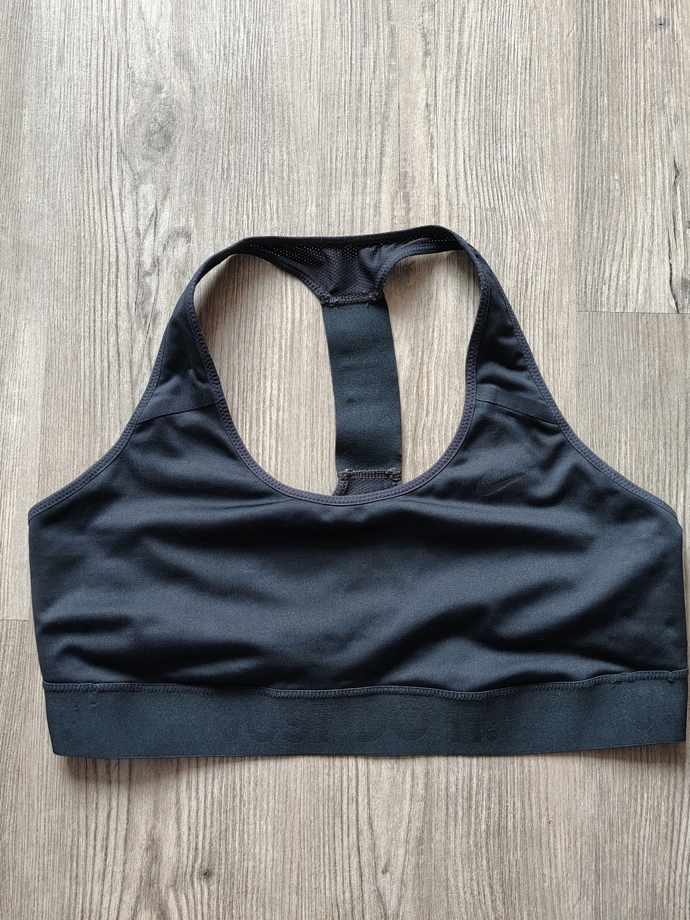 Nike Dri Fit Swoosh Medium Support Racerback Sports Bra Size XL Triple Black